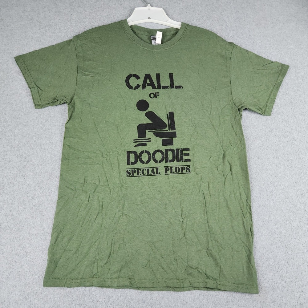 Gildan T-Shirt Mens Medium Green Military Gaming Parody Graphic Funny Gamer Tee